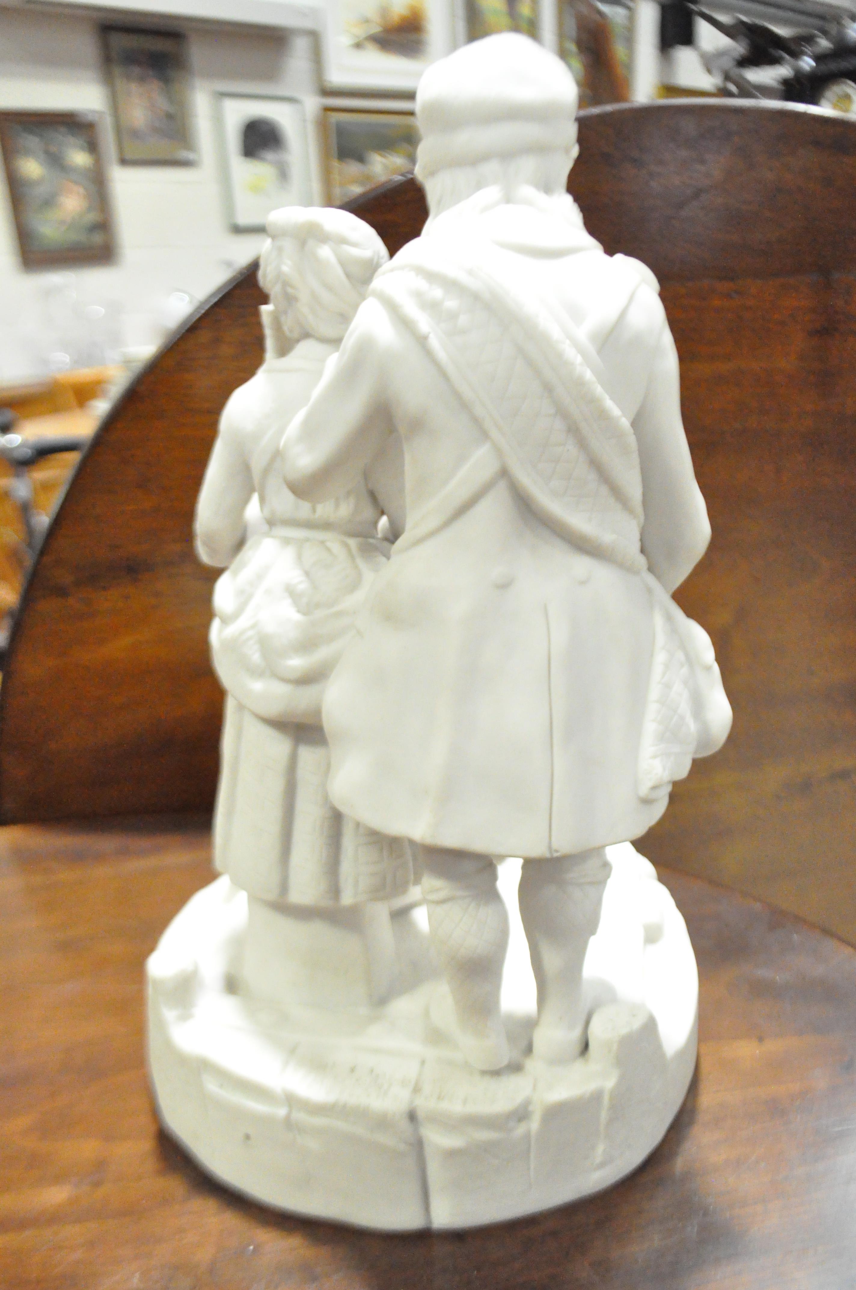 A Parian figure group of a highlander and companion bagpiper, mid 19th century, - Image 3 of 5