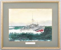 Royal Naval Maritime 'Bradfords 51' mini sharks, oil on board, framed,