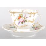 A porcelain cabinet cup and saucer, mid 19th century, of Rocaille form,