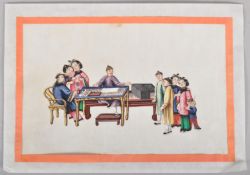 A late 19th century Chinese rice paper painting,