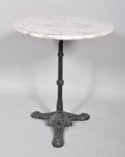 A Victorian style marble and cast iron side table,