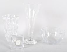 Four pieces of Waterford crystal to include two vases the largest 33cm