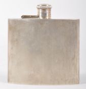 A silver hip flask, with hinged screw cap and engine turned tody, makers mark A W for A Wilcox,