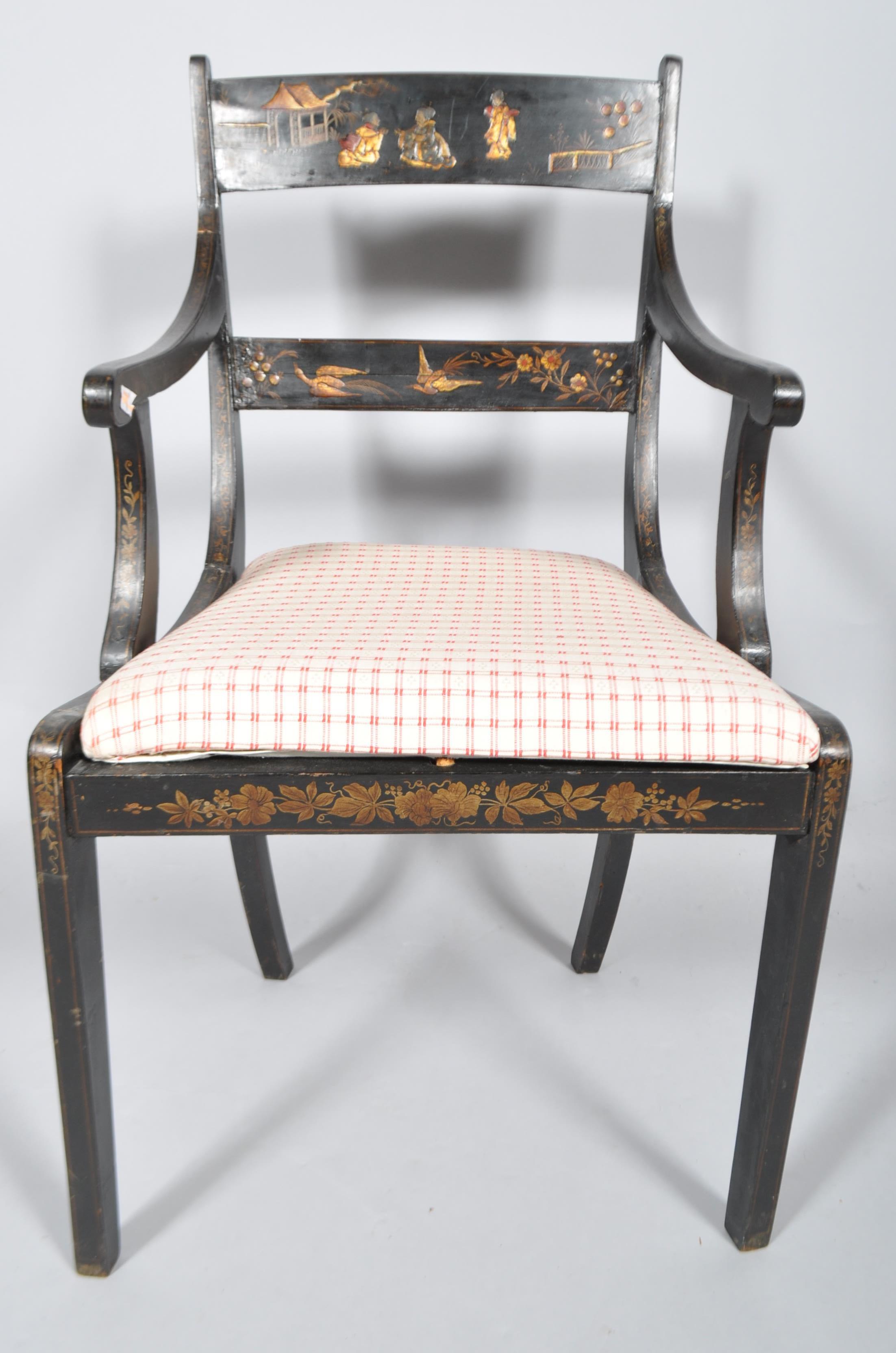 A regency-style japanned armchair, - Image 3 of 4