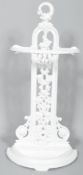 A Falkirk Victorian white painted cast iron stick stand in the Coalbrookdale style,