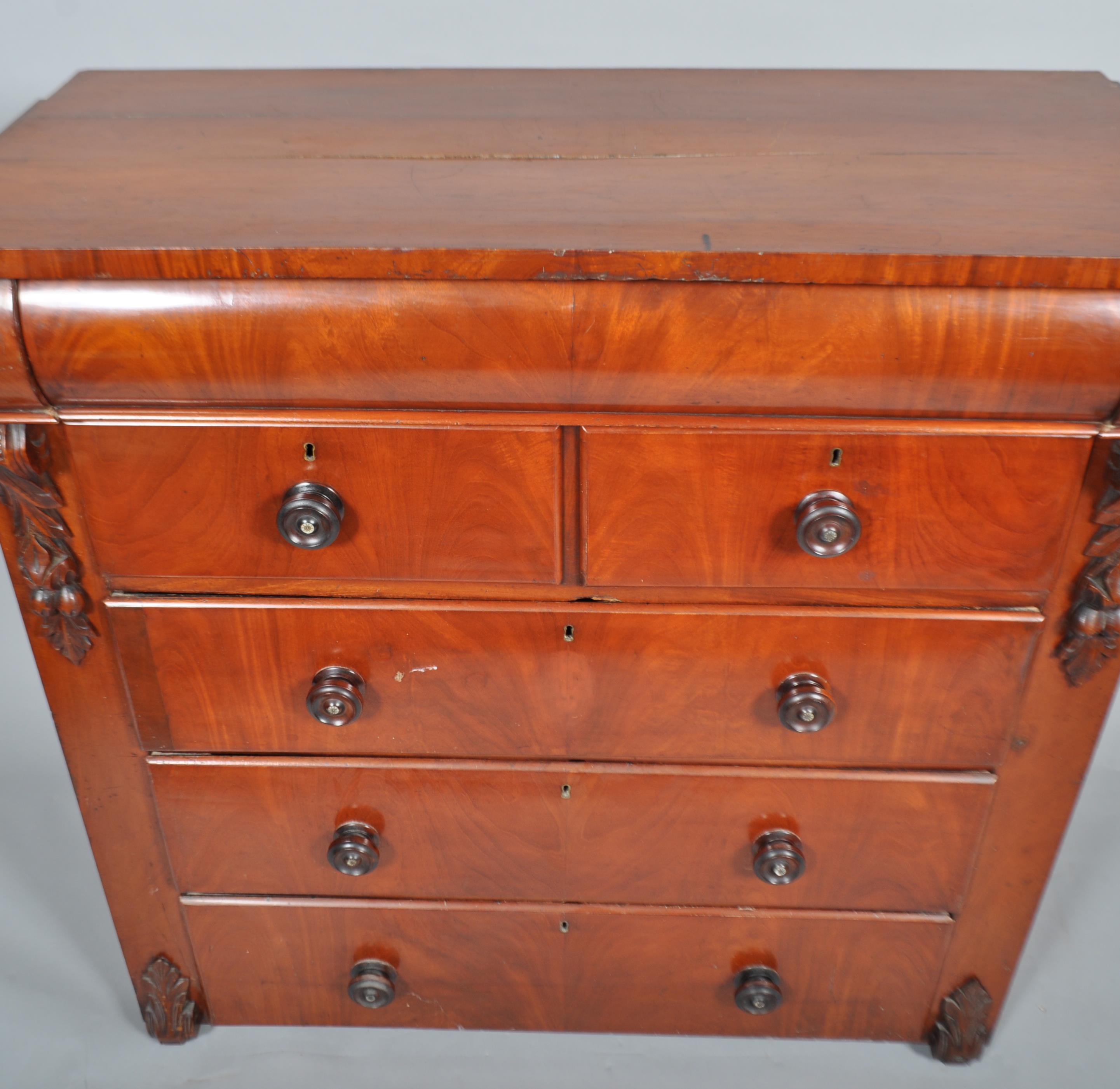 A 19th century Victorian mahogany two over three chest of drawers with frieze drawer, - Image 3 of 3