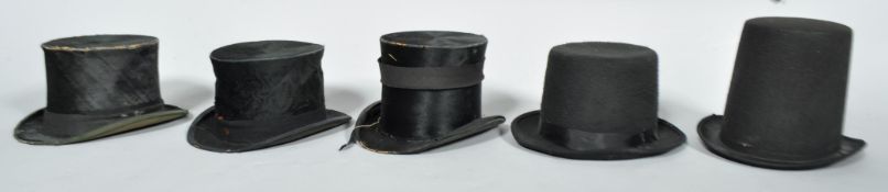 Three 19th century Top hats and two others (a/f) (5)