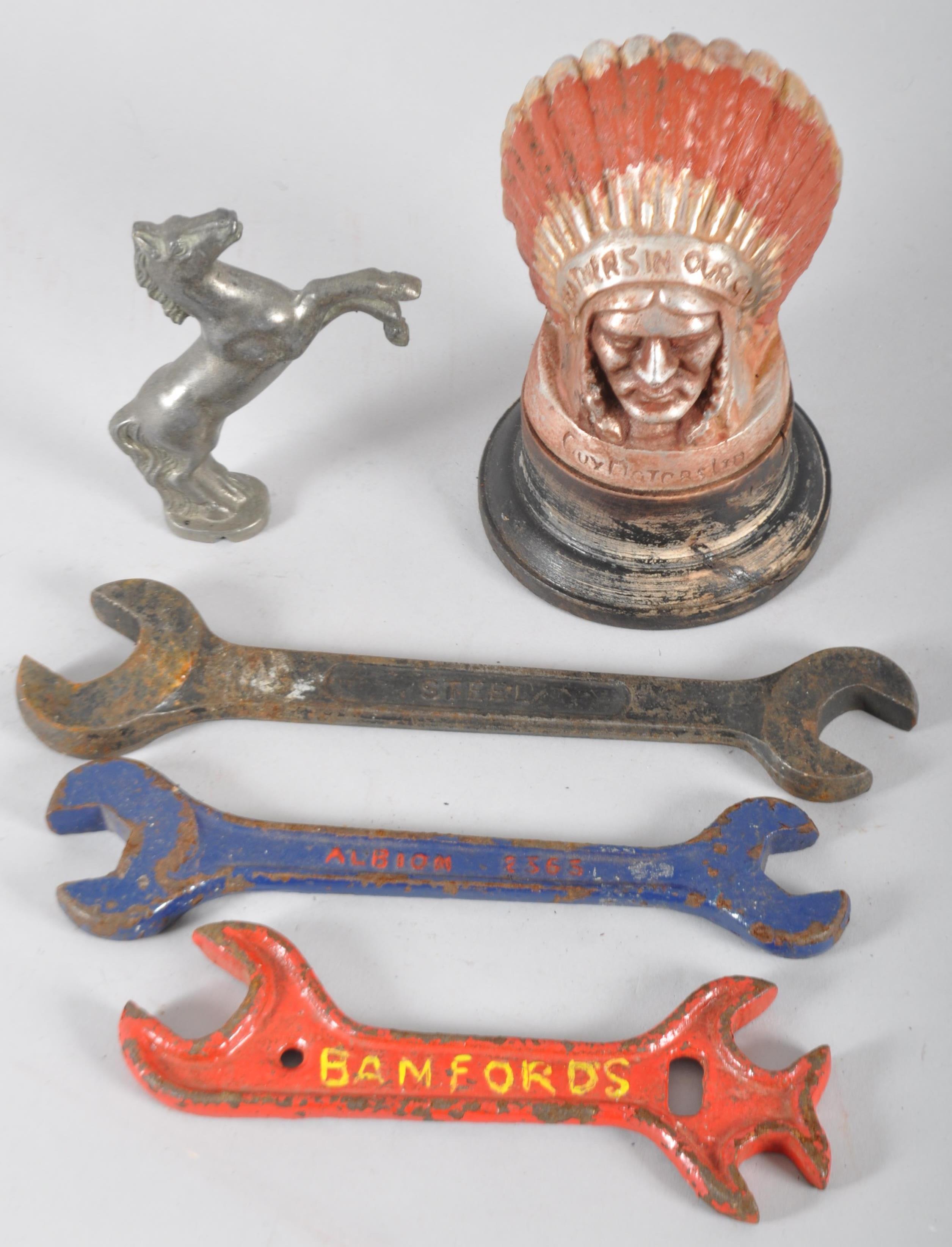 A lorry mascot, of an Indian Chief, labelled Guy Motors Ltd, a Banlett No 1 Spanner, - Image 2 of 3