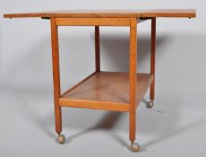 Remploy, a 1960's retro vintage teak wood serving/cocktail trolley with drop leaf top,