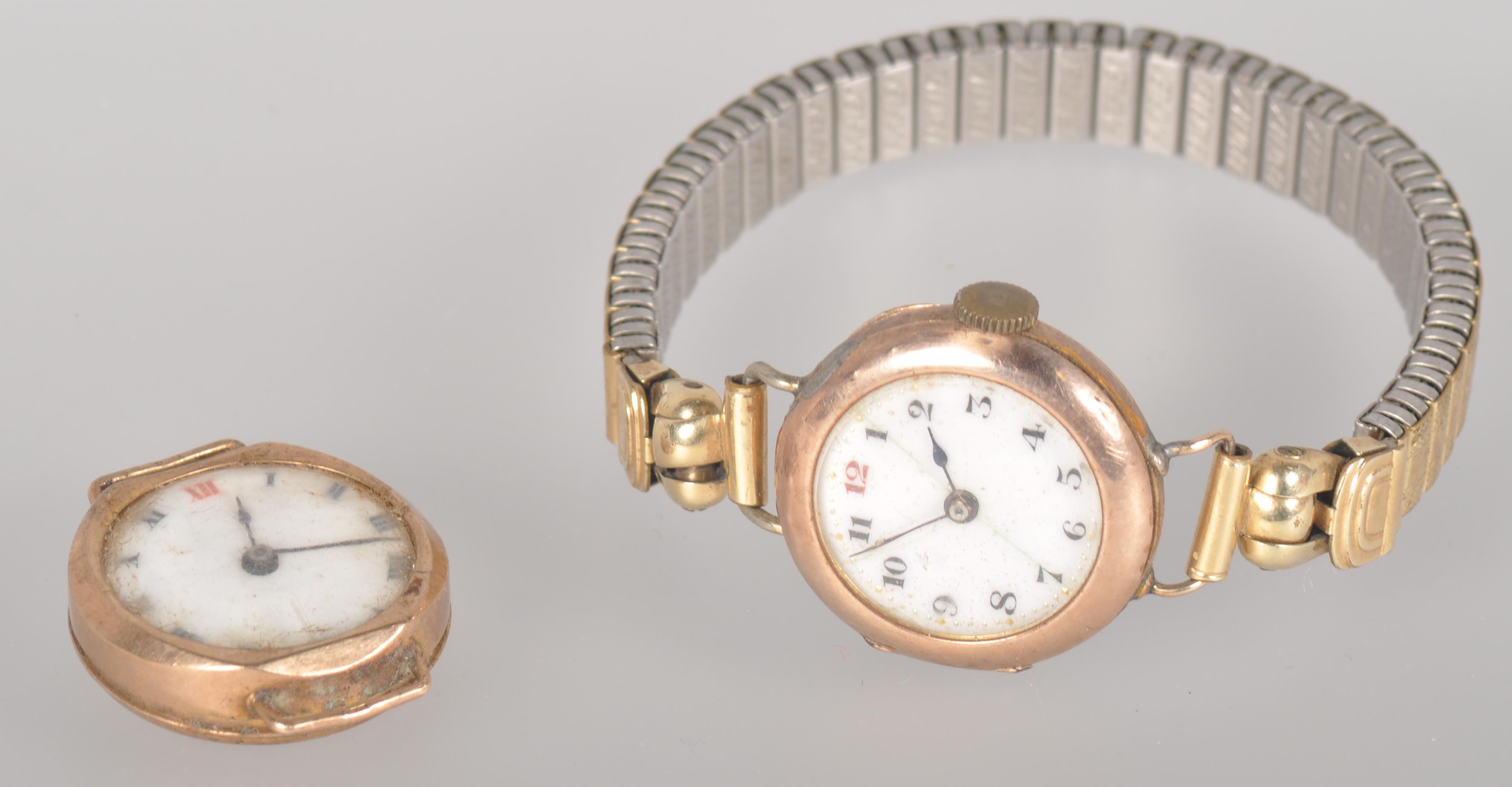 A collection of two wristwatches; mechanical movements; 9ct gold cases.