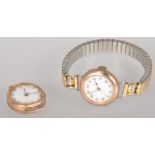 A collection of two wristwatches; mechanical movements; 9ct gold cases.
