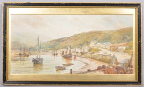 C.F. Allbou, Lynmouth Harbour, watercolour