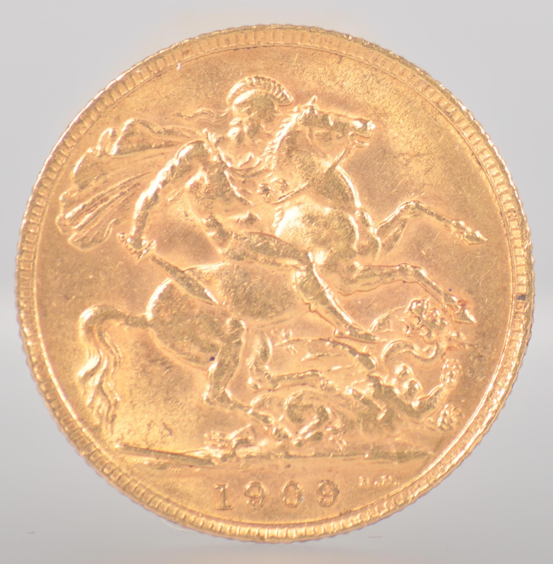 A loose full sovereign coin, dated 1909 - Bild 2 aus 2