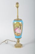A gilt metal mounted Sevres style lamp base, circa 1900,