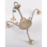 An Edwardian brass three light candelabra, early 20th century,
