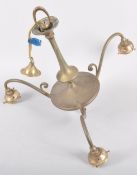 An Edwardian brass three light candelabra, early 20th century,