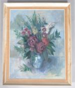 Charles Bone, Still Life with a vase of flowers, oil on board, signed lower right, framed,