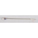 A white metal Jabot pin principally set with an old European cut diamond estimated to weigh 0.16cts.