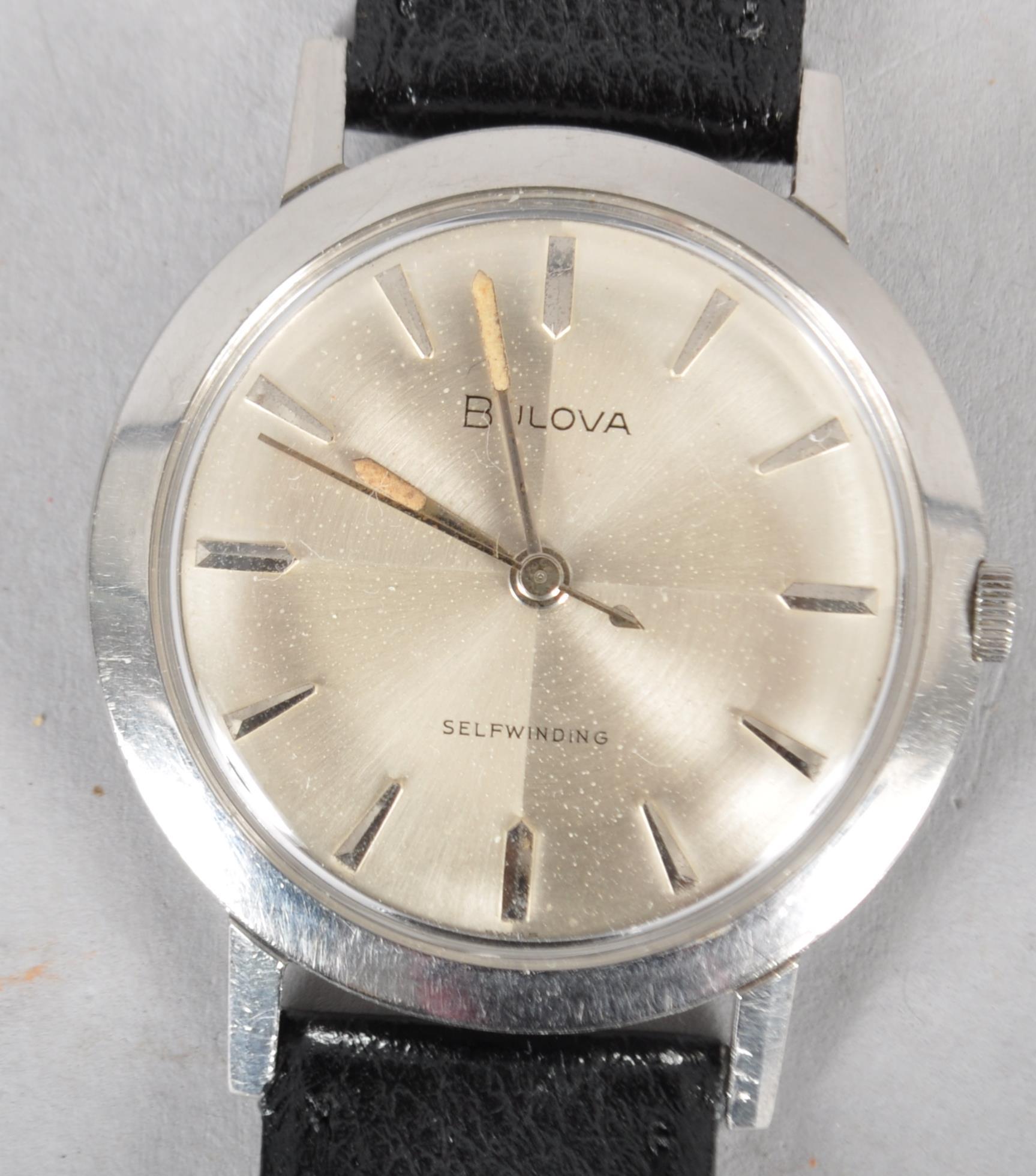 A stainless steel self winding Bulova wristwatch. - Image 2 of 3