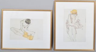 Two prints, after Egon Schiele,