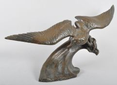 A Spelter sculpture of a sea gull, after Henri Lechesne (b 1869), signed to base,