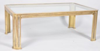A Continental brass and glass large coffee table, mid 20th century, perhaps French,