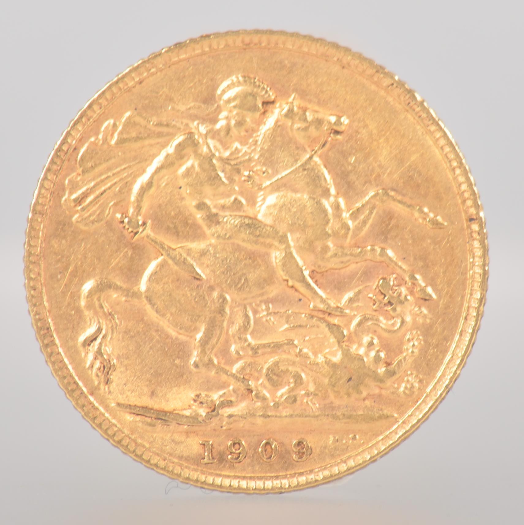A gold full sovereign coin, dated 1909 - Bild 2 aus 2