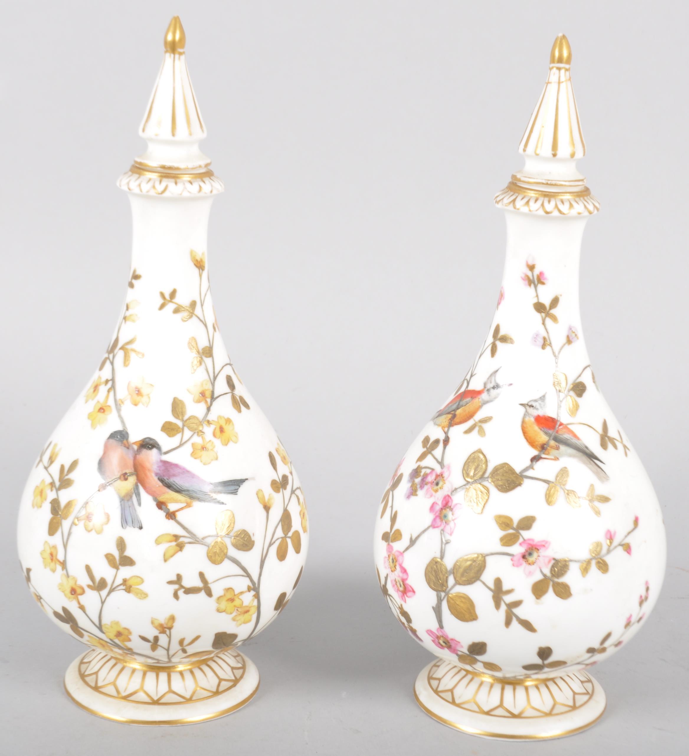 A pair of Royal Crown Derby bottle shaped vases and spire finials, late 19th century, - Image 4 of 4