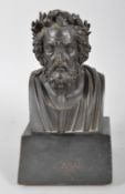 A bronze sculpture of a Roman Emperor, bust length,