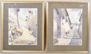 Beryl Cole, Contemporary British, two watercolour views of foreign street scenes,