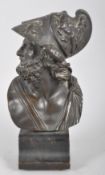 A bronze sculpture of a Roman soldier,