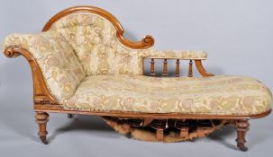 A Victorian carved oak chaise longue, late 19th century,