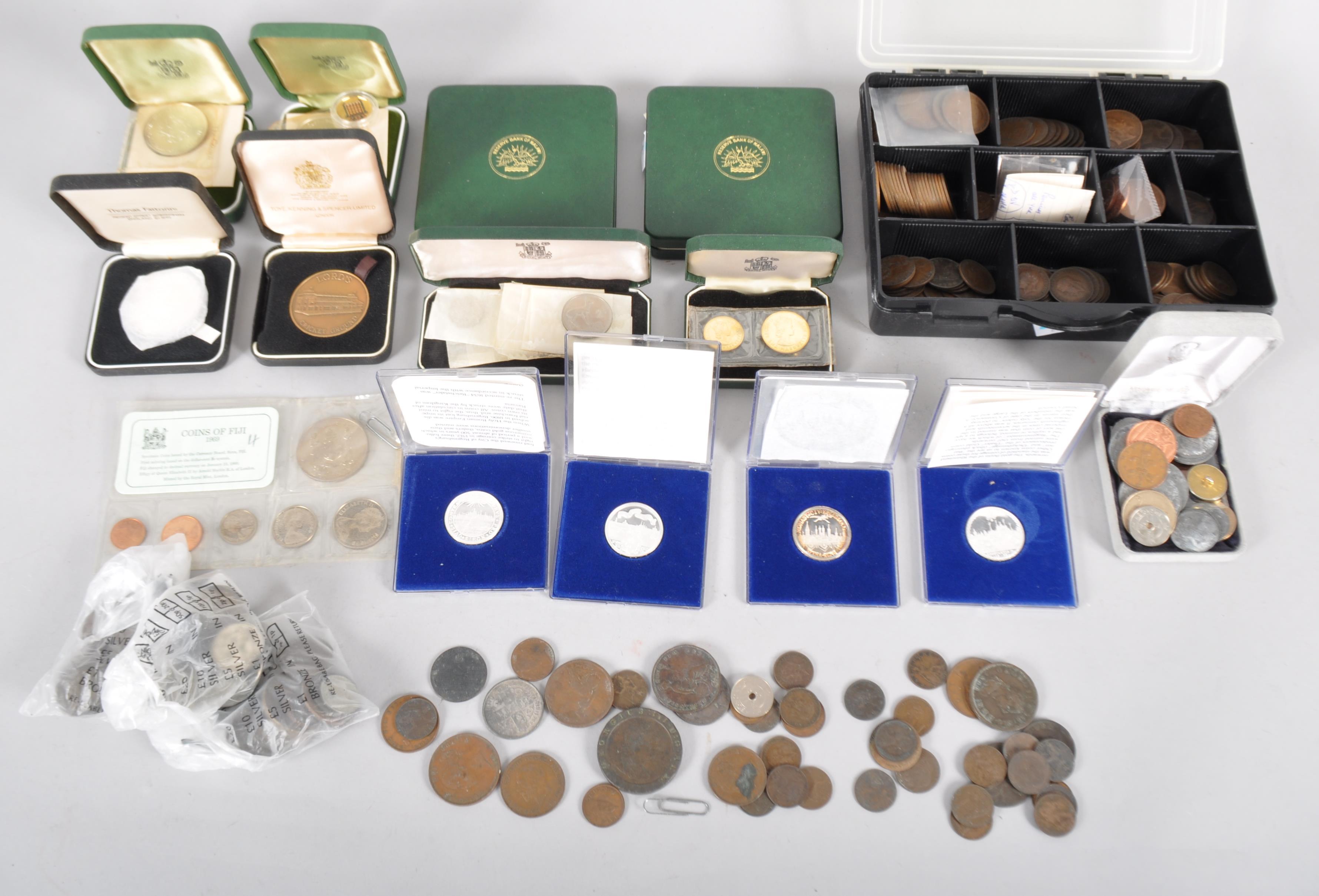 A collection of proof coin sets and other coins including Malawi first coinage 1964, Zambia,