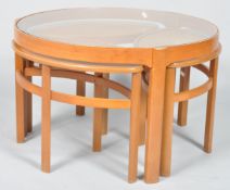 Nathan - Circles - Trinity Nest - A 1960's retro vintage teak wood and glass topped centre / coffee