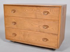 Lucien Ercolani, Ercol, A 1970's retro vintage beech and elm wood three drawer chest