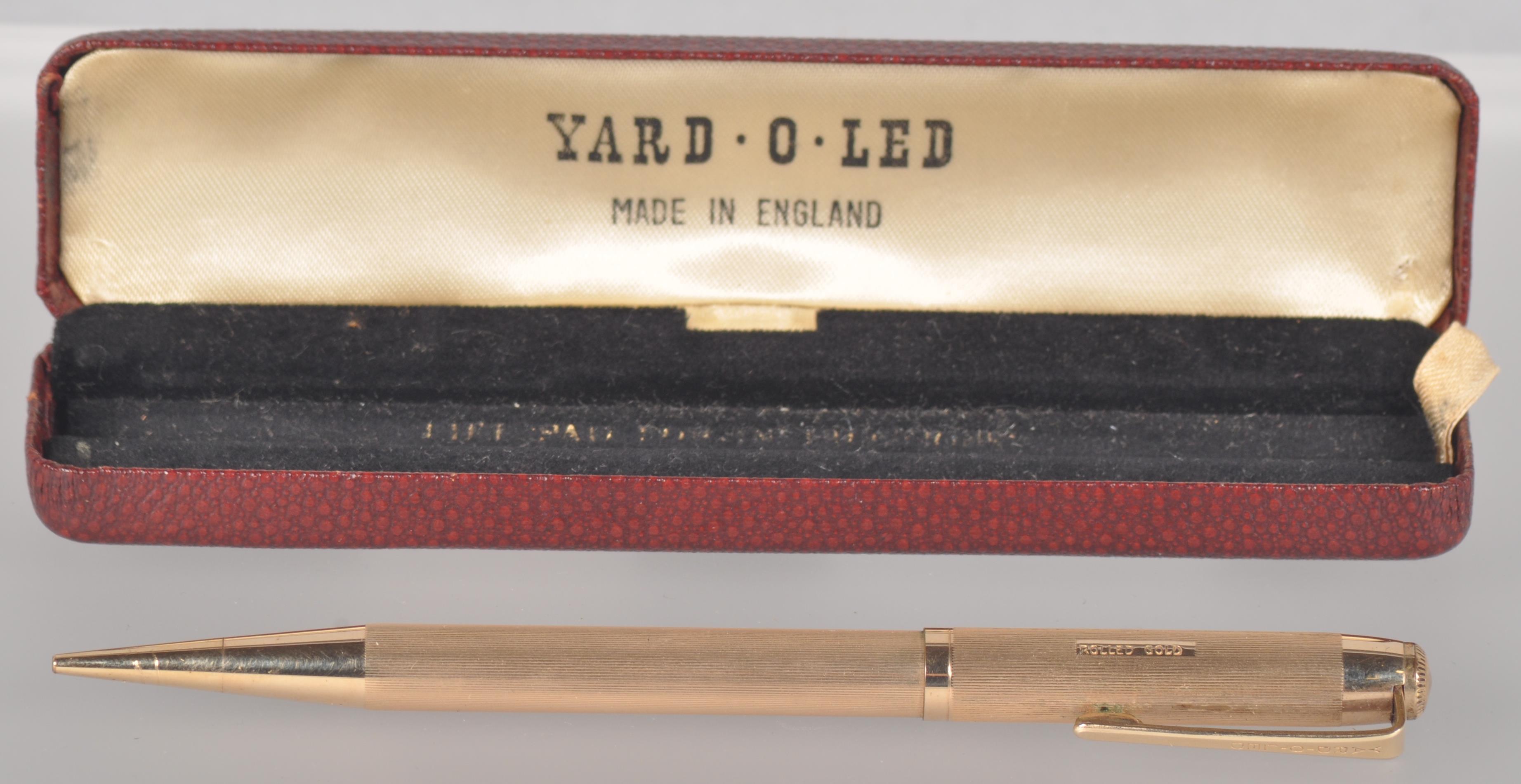 A rolled gold Yard-O- Lead propelling pencil with original fitted case.