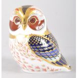 A Royal Crown Derby Imari pattern model of a Tawny owl, 20th century, printed red marks,