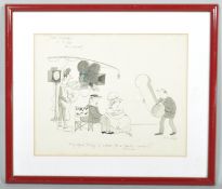 Michael Ffolkes (1925 - 1988), pen, ink and wash with a satirical cartoon, inscribed 'My God.