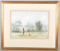 Trevor Parker (?), Waiting for the Drive, watercolour, signed lower right, mounted and framed,