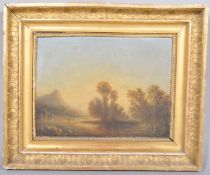 19th century school, Mountainous River Landscape, oil on canvas, within giltwood and gesso frame,