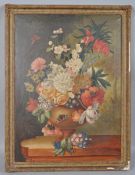 20th century school, still life with a vase of flowers 76cm x 54cm