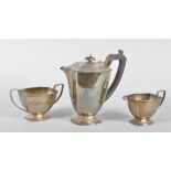 A silver plain Art Deco form four piece tea and coffee service,