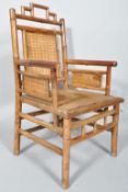A Chinese-style bamboo and caneware armchair, 19th century,