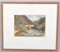 Edward Francis Wells (1876 - 1952), Fingle Bridge, watercolour, signed lower left,