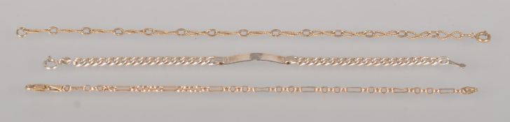 A collection of jewellery to include: A sterling silver curb bracelet with identity panel,