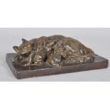 After Alice Chaplin, (1848-1921) bronze study of a cat and kittens,