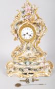 A late 19th century French porcelain rocaille moulded clockcase and stand, impressed CH marks,