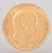 A gold full sovereign coin, dated 1909