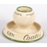 A Hancock & Corfield glazed stoneware Coates' Plymouth Gin match holder-striker, early 20th century,