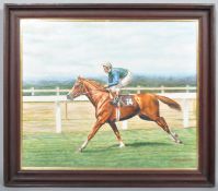 P P W Segasby, Racehorse and Jockey at the Gallop, oil on canvas,